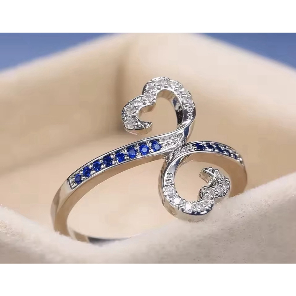 NEW HEART HALO‎ RING, WHITE GOLD PLATED 925 SILVER, LOVE RING, CUTE RING, SIZE 6 - Picture 5 of 12